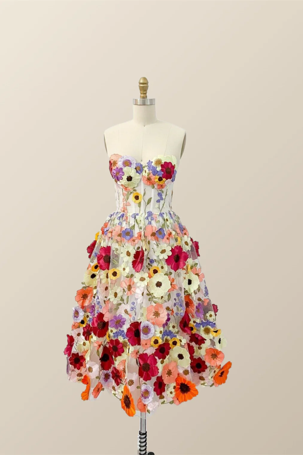 Sweetheart 3D Flower Blossoming Short Dress - Image 3