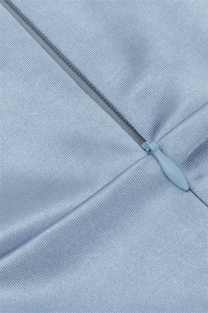 Sweetheart Blue Ruched Mermaid Long Dress - Image 4