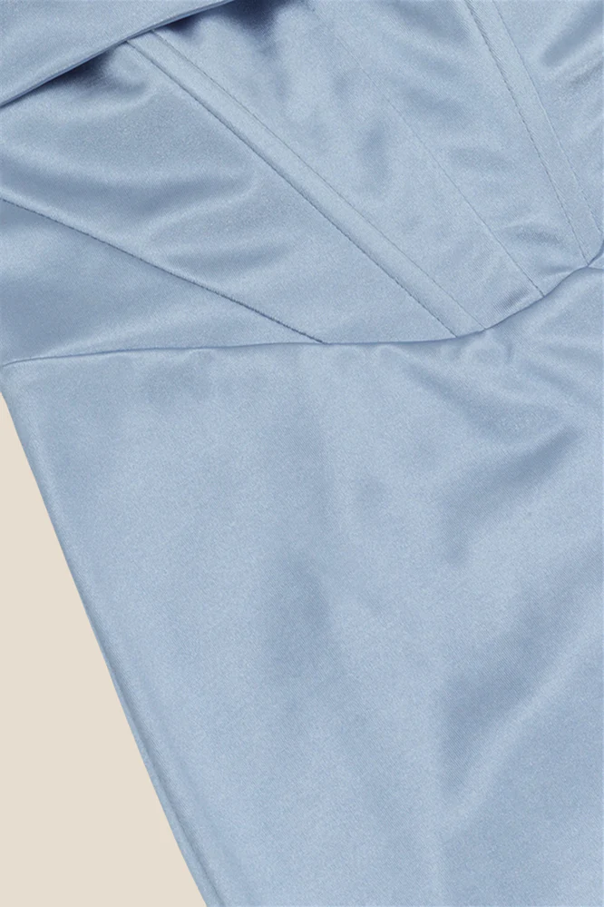 Sweetheart Blue Ruched Mermaid Long Dress - Image 6