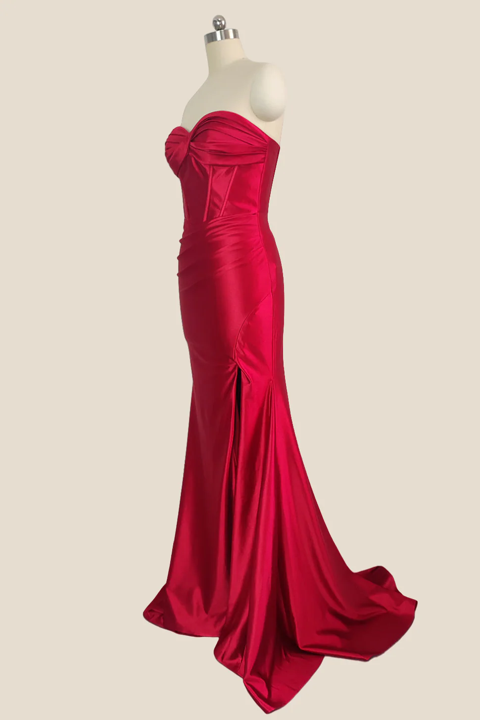 Sweetheart Red Twist Mermaid Long Dress with Slit - Image 4