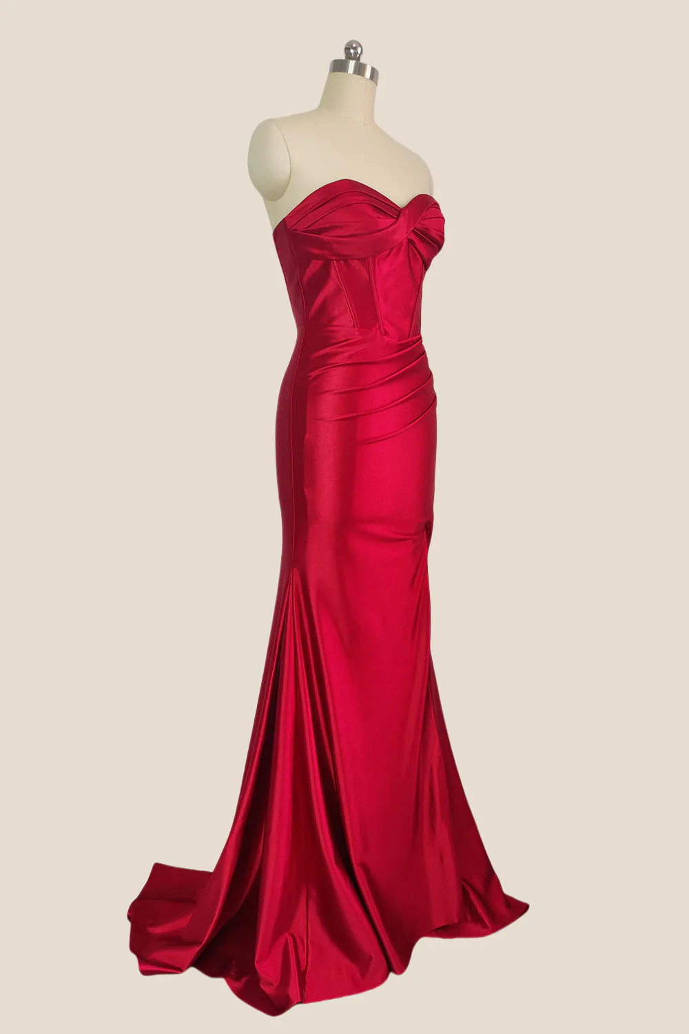 Sweetheart Red Twist Mermaid Long Dress with Slit - Image 5