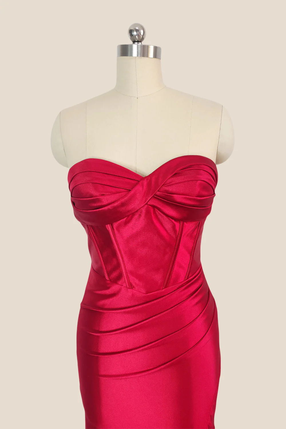 Sweetheart Red Twist Mermaid Long Dress with Slit - Image 6