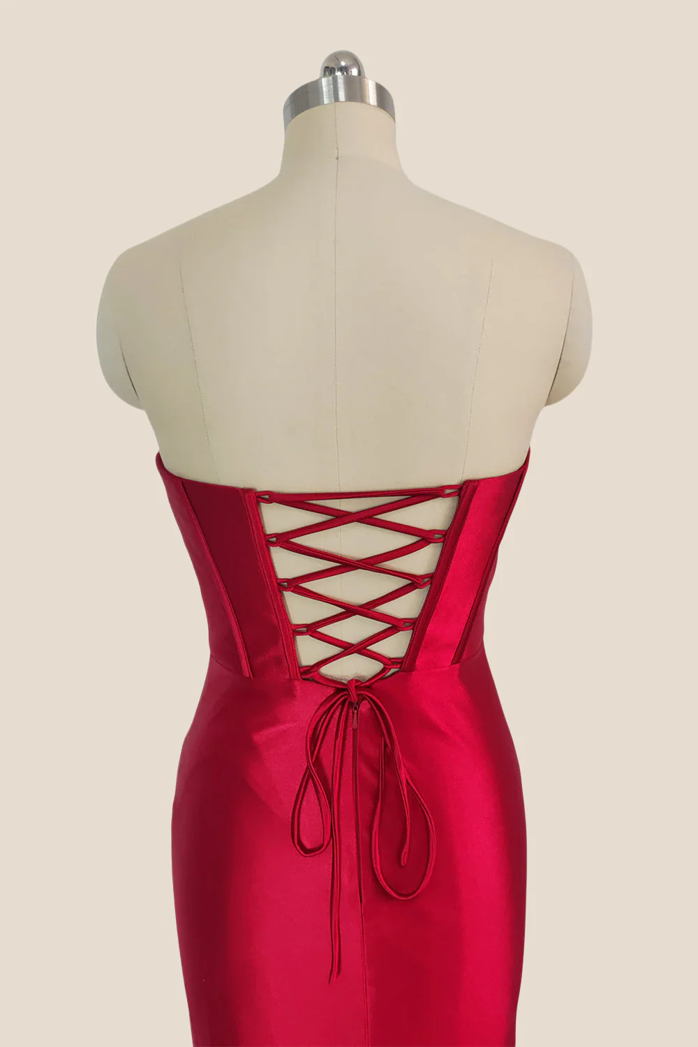 Sweetheart Red Twist Mermaid Long Dress with Slit - Image 7