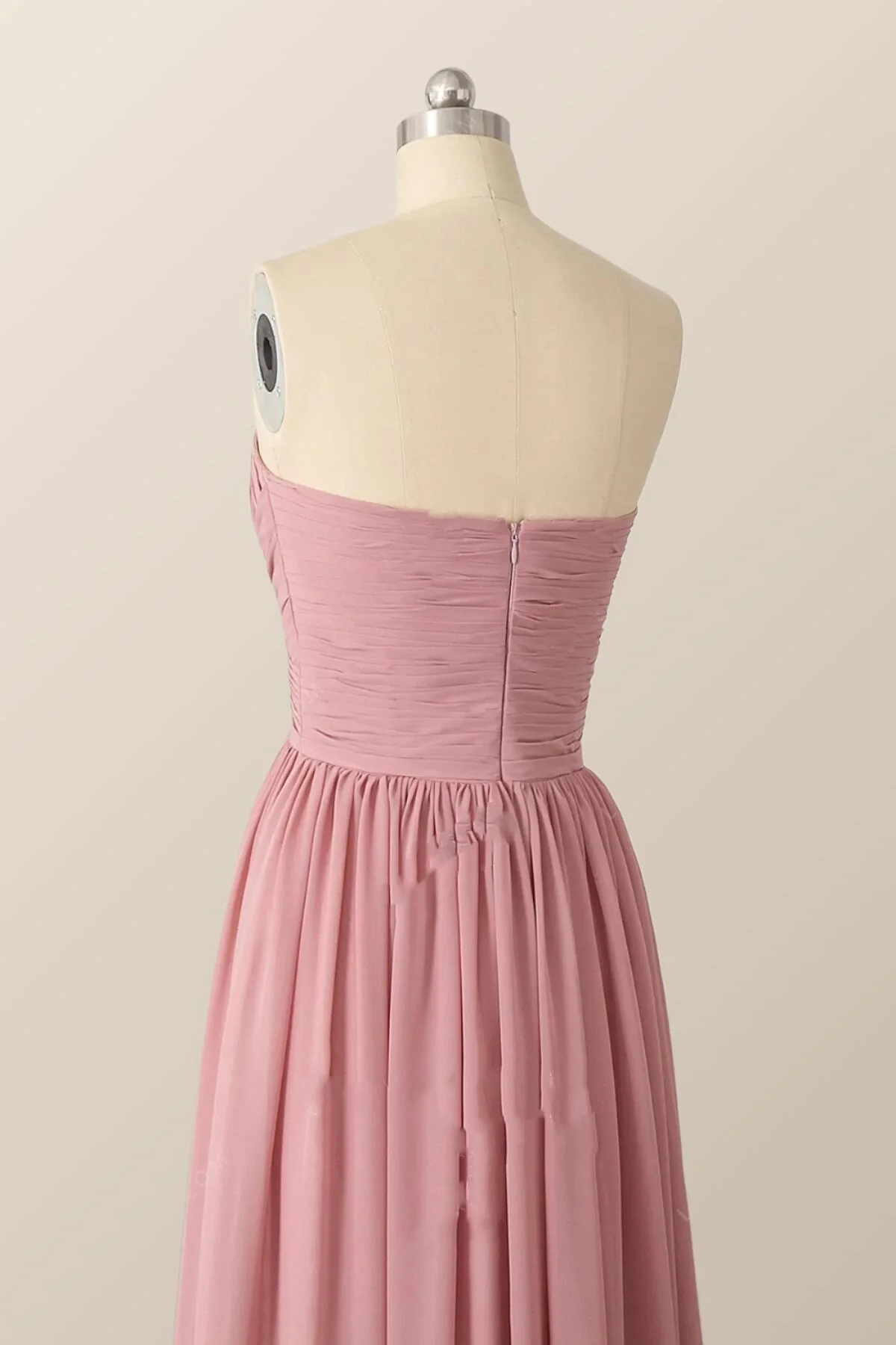 Sweetheart Blush Pink Chiffon Long Bridesmaid Dress - Image 5