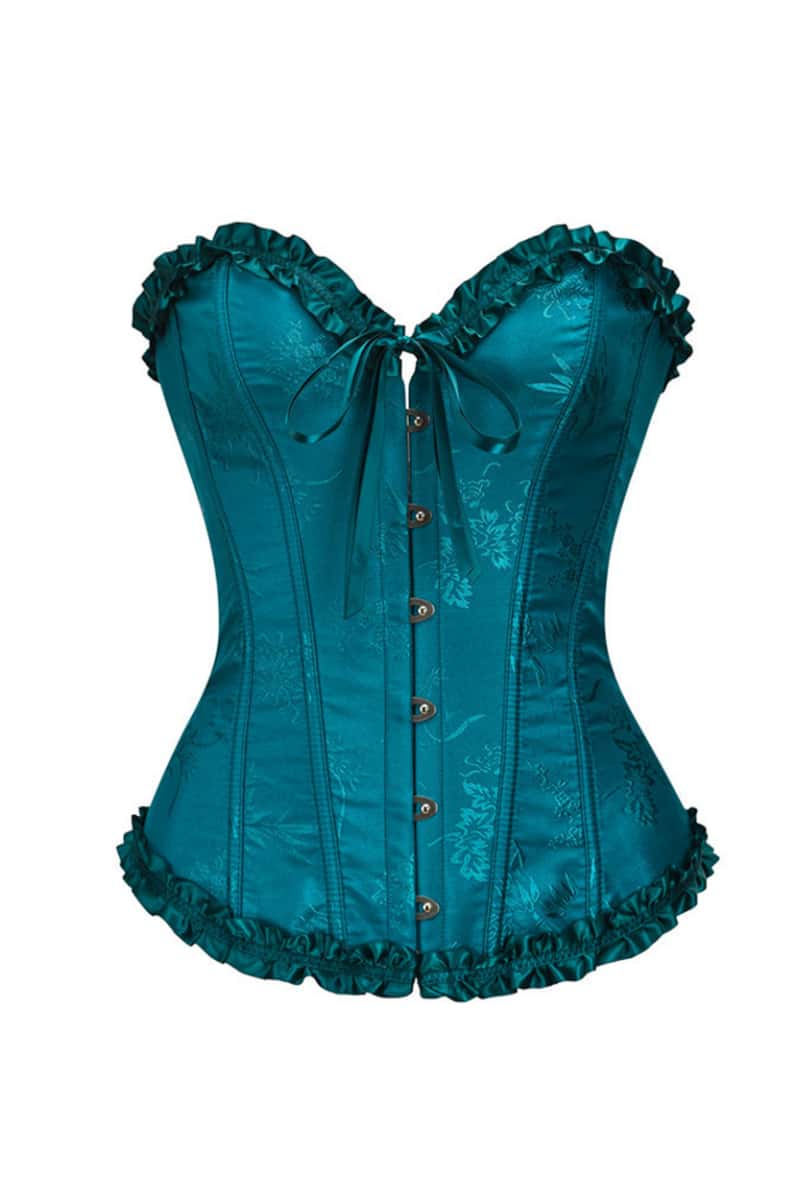 Sweetheart Blue Lace-Up Floral Corset - Image 11