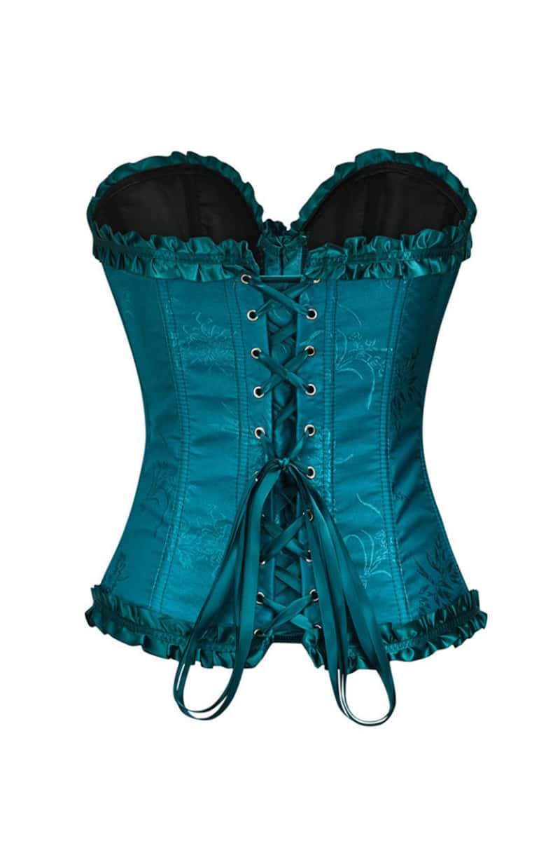 Sweetheart Blue Lace-Up Floral Corset - Image 12