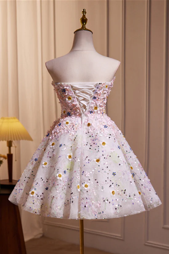 Sweetheart Flower Blossoming A-line Short Party Dress - Image 2