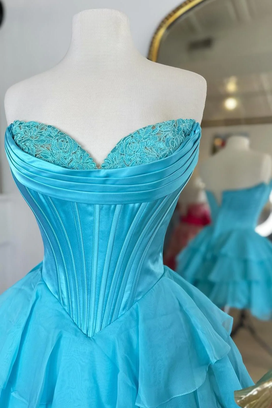 Sweetheart Fuchsia Corset A-line Chiffon Short Homecoming Dress - Image 3