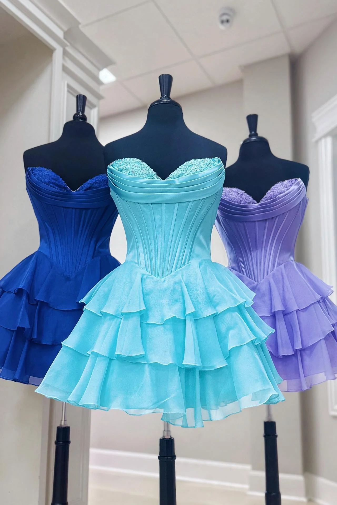 Sweetheart Fuchsia Corset A-line Chiffon Short Homecoming Dress - Image 7