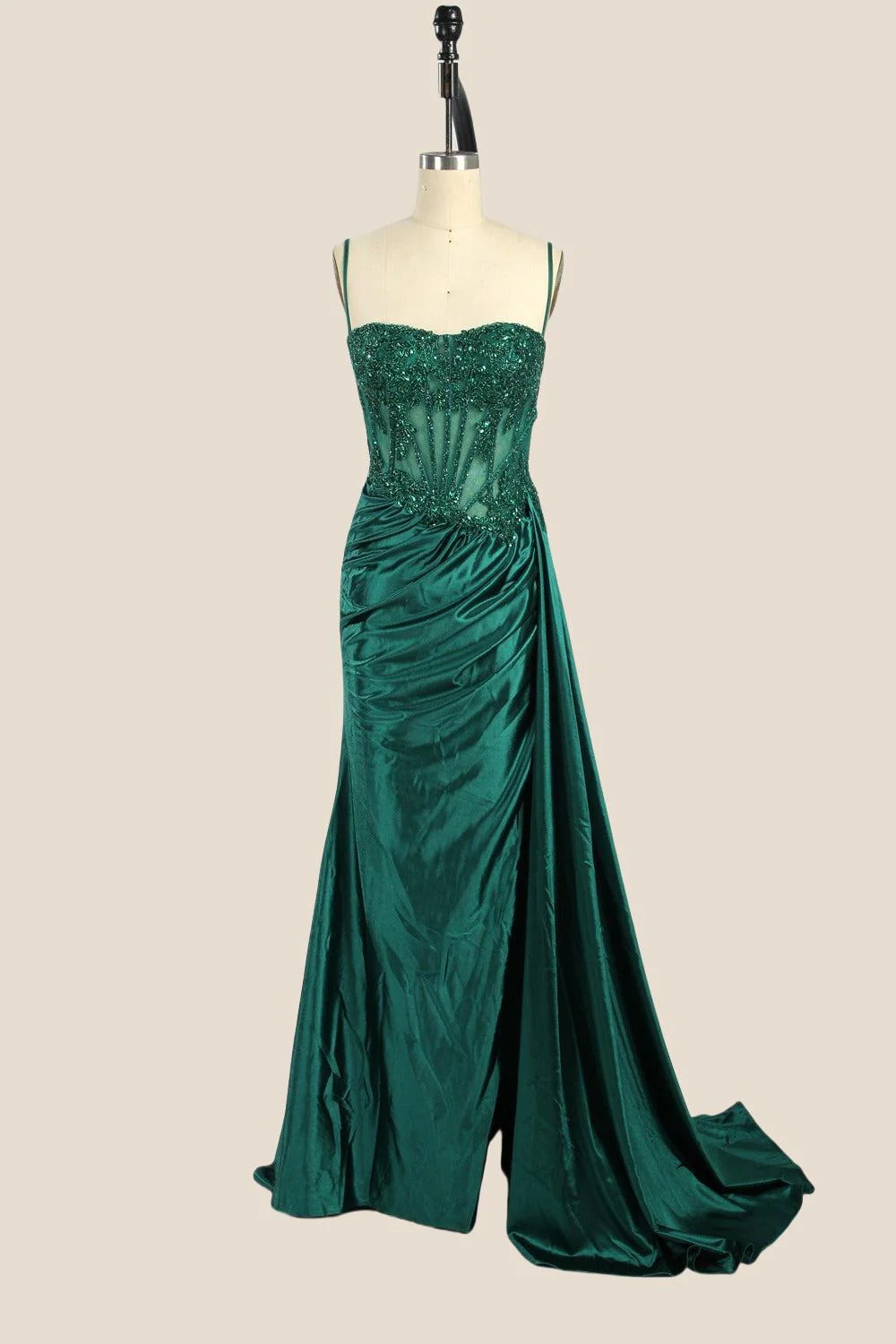 Sweetheart Sage Green Appliques Mermaid Long Dress - Image 13