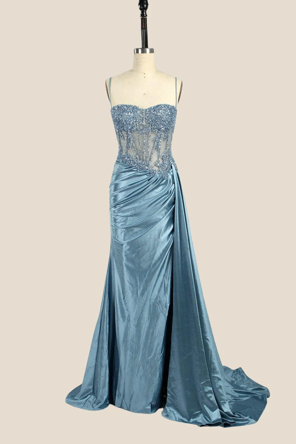 Sweetheart Sage Green Appliques Mermaid Long Dress - Image 14