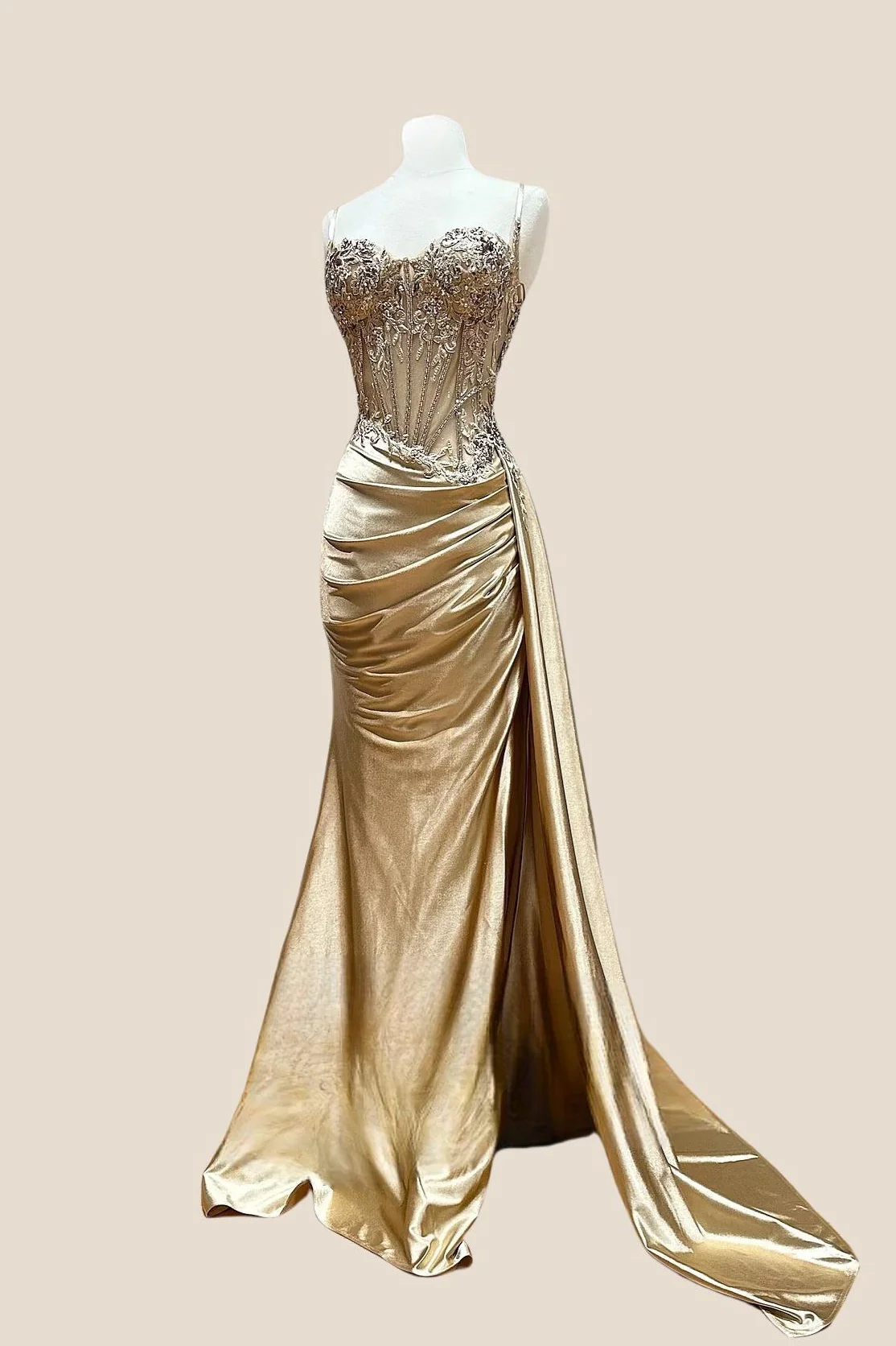 Sweetheart Sage Green Appliques Mermaid Long Dress - Image 4