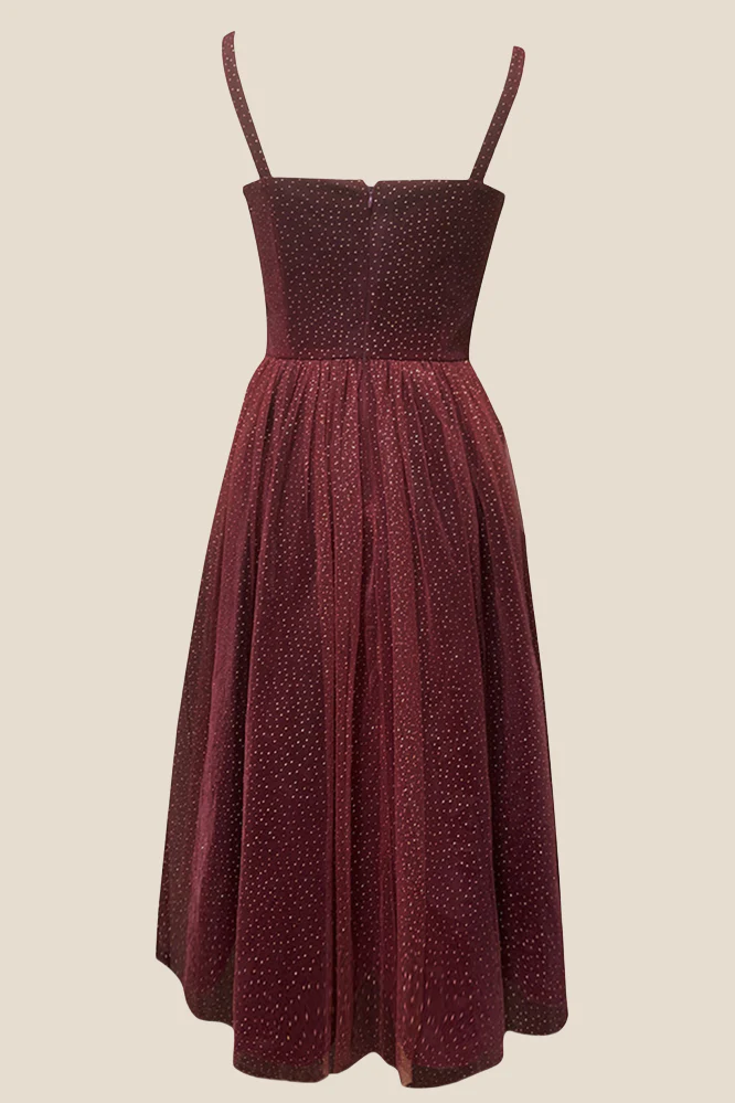 Sweetheart Grey Sparkle Tulle A-line Midi Dress - Image 10