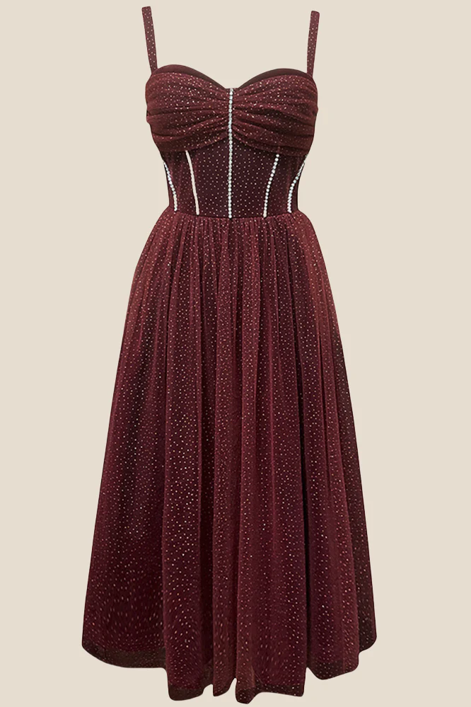Sweetheart Grey Sparkle Tulle A-line Midi Dress - Image 7