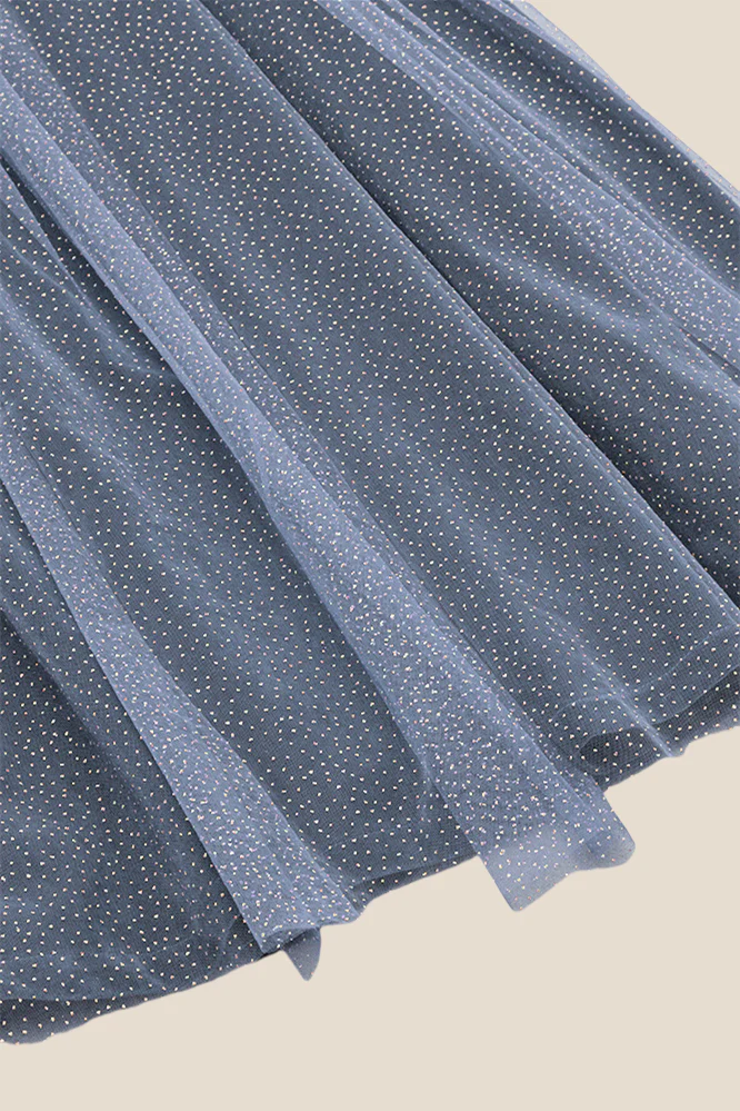 Sweetheart Grey Sparkle Tulle A-line Midi Dress - Image 9