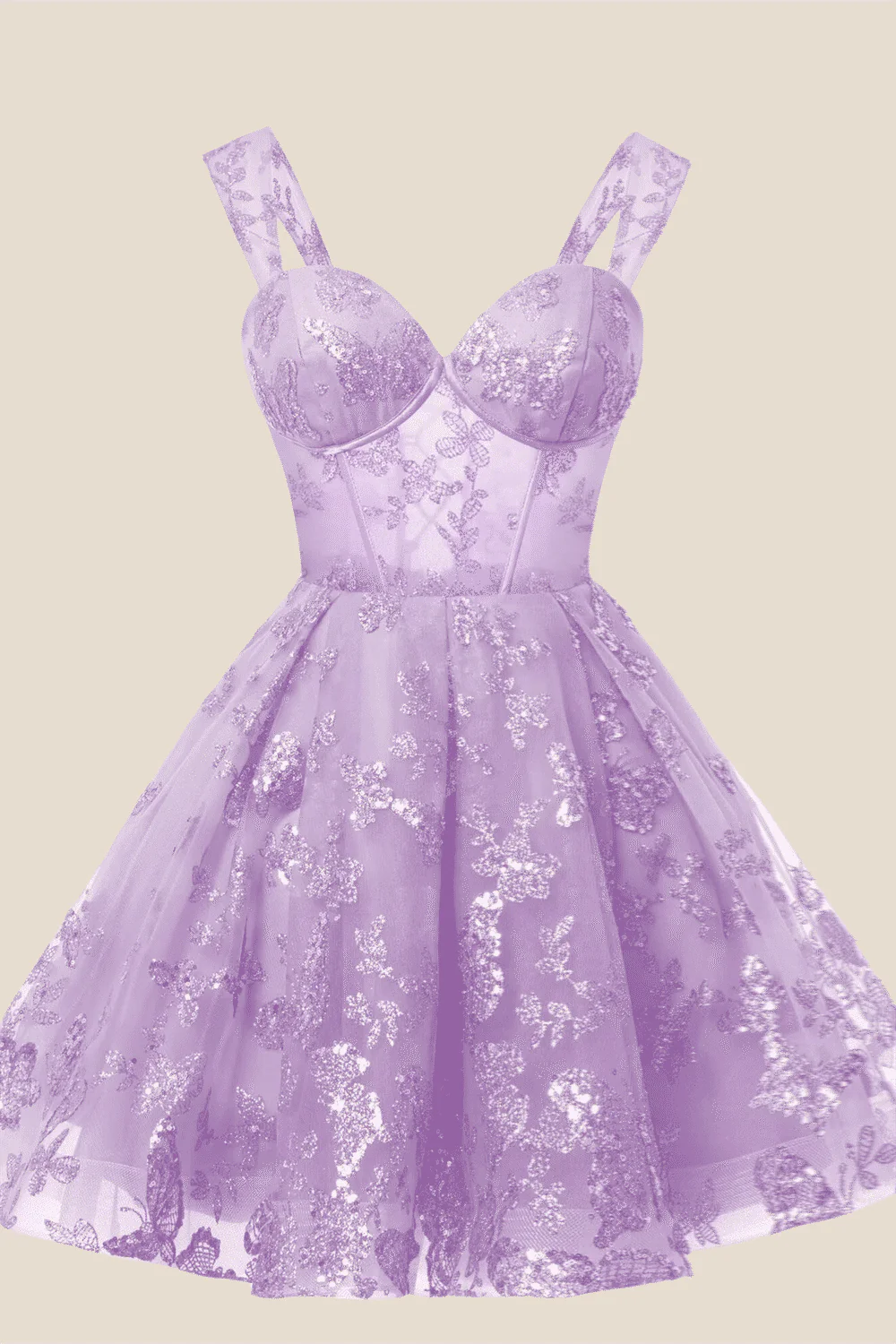 Sweetheart Grey Sparkly 3D Butterfly Short Dress - Image 5