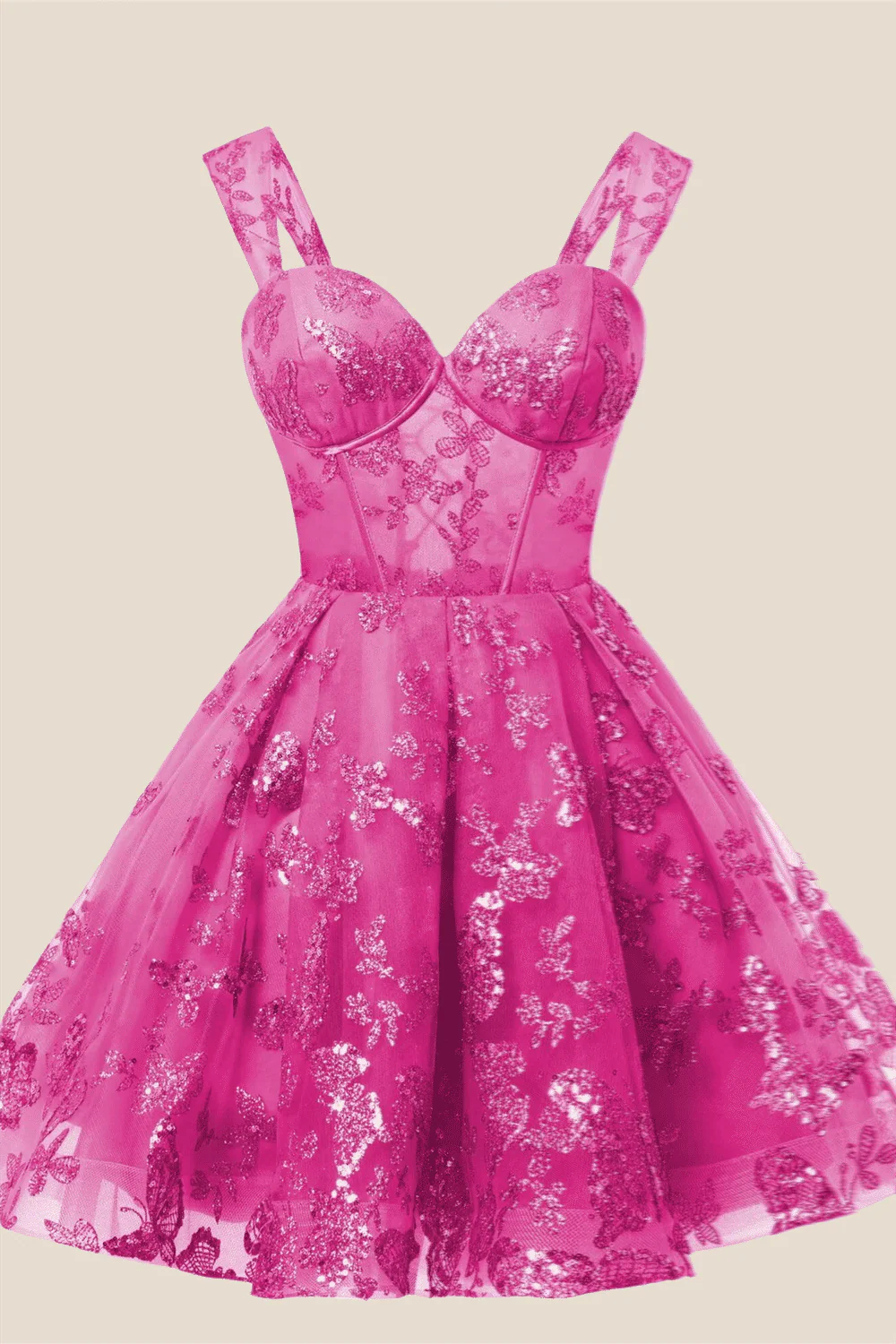 Sweetheart Grey Sparkly 3D Butterfly Short Dress - Image 6