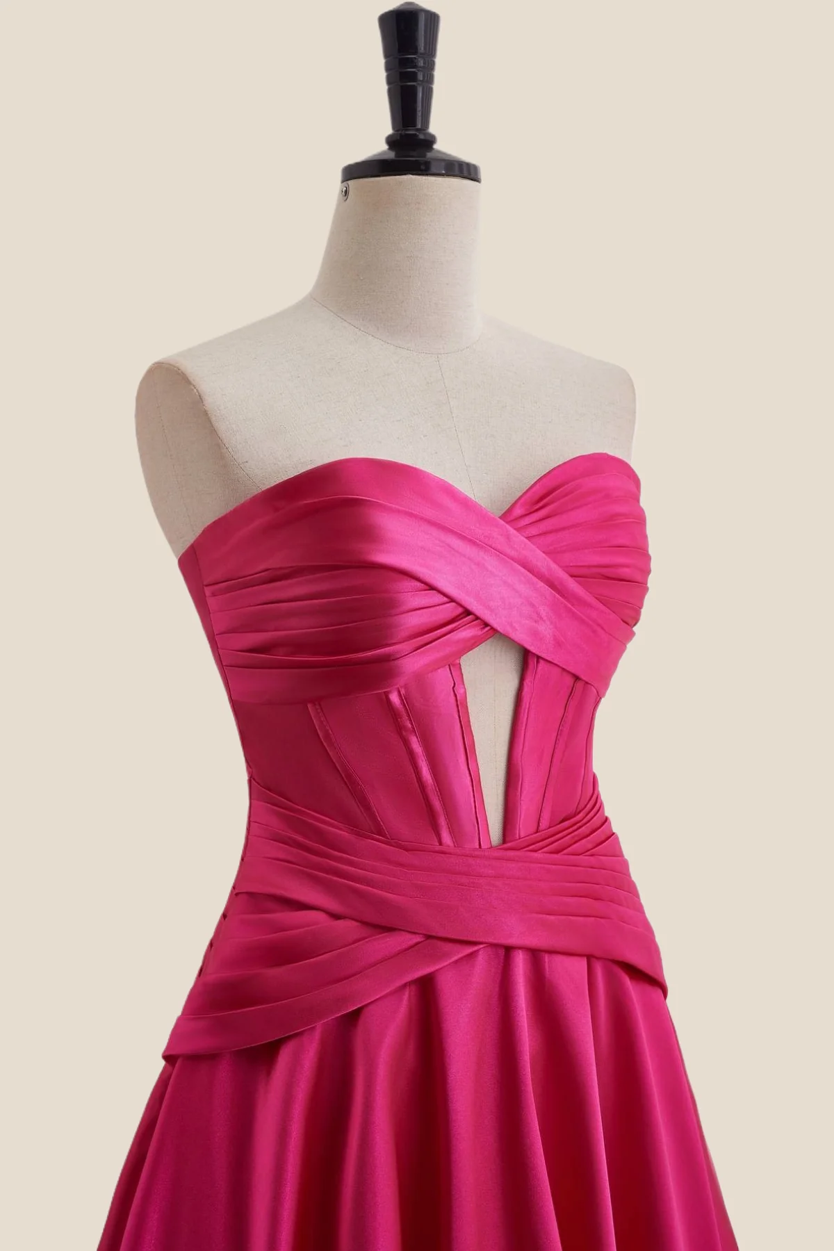 Sweetheart Hot Pink Keyhole A-line Short Dress - Image 12