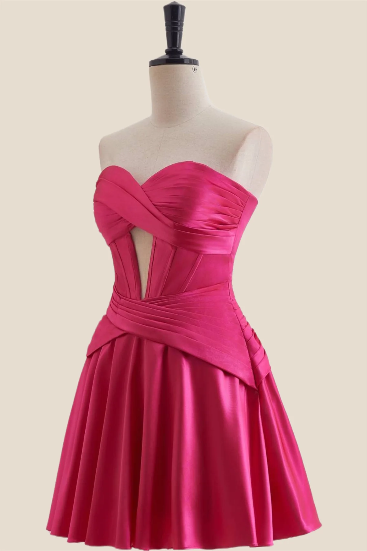 Sweetheart Hot Pink Keyhole A-line Short Dress - Image 5