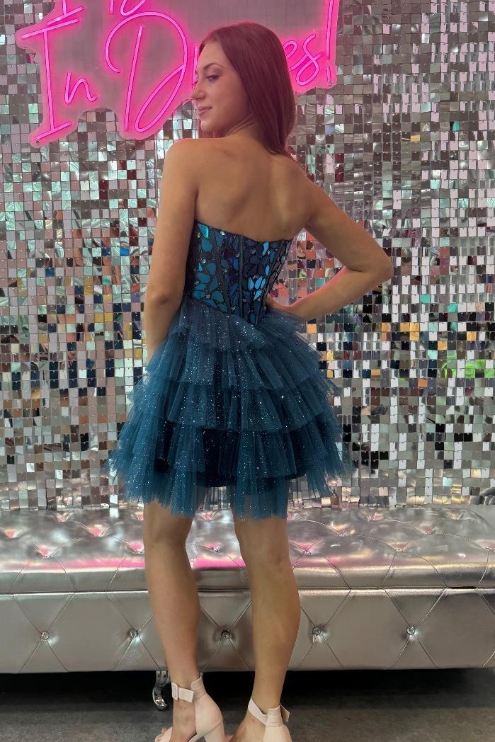 Sweetheart Ink Blue Mirror Layered Short Dress - Image 2
