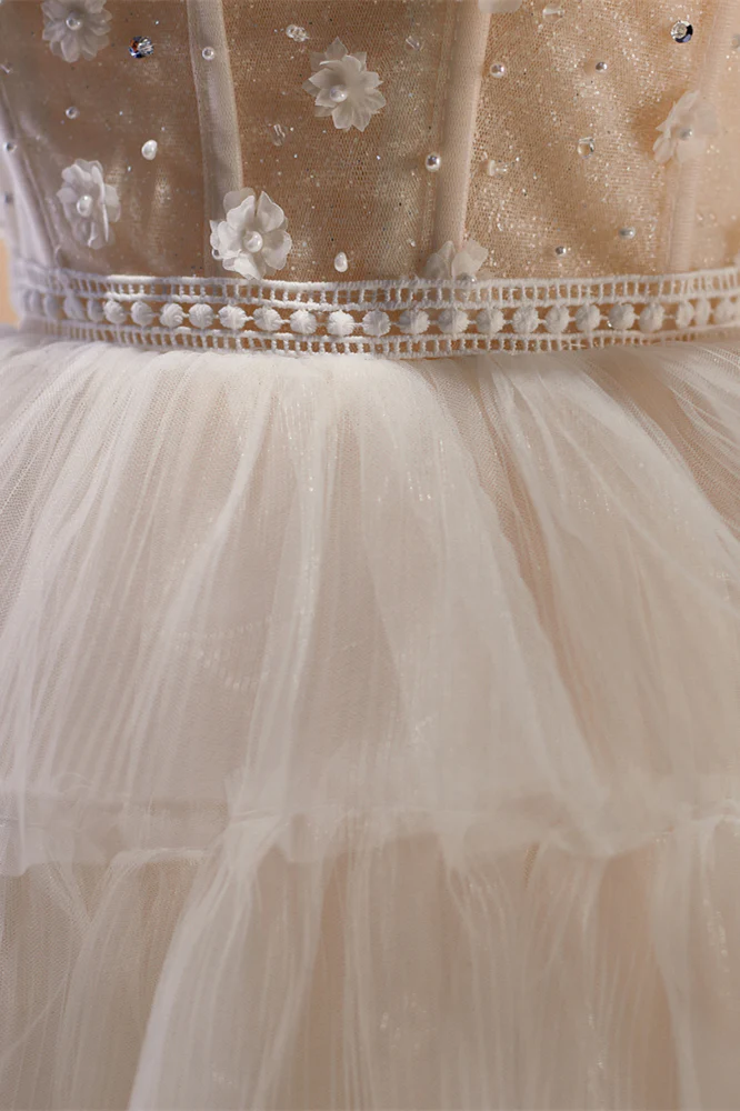 Sweetheart Ivory Tulle Ruffled Short Princess Dress - Image 4