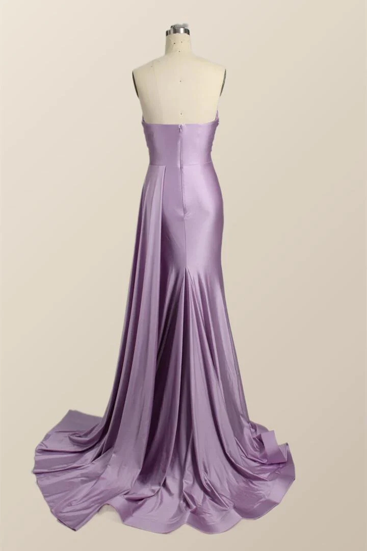 Sweetheart Lilac Ruched  Mermaid Long Formal Dress - Image 3