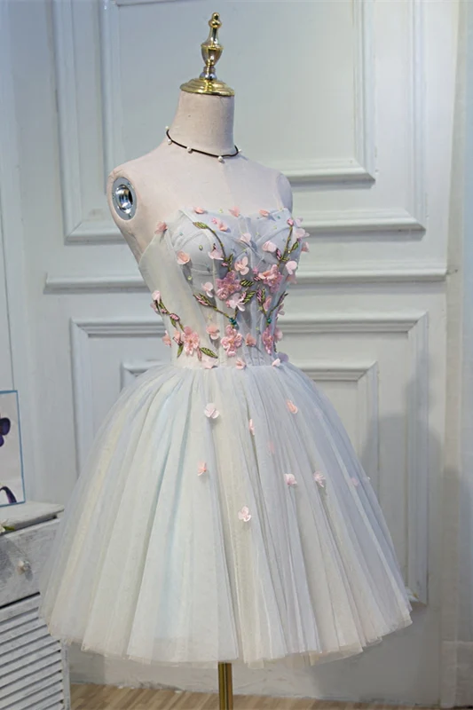 Sweetheart Pink Flowers Short A-line Homecoming Dress - Image 7