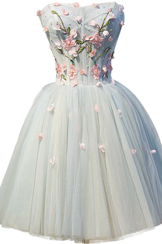 Sweetheart Pink Flowers Short A-line Homecoming Dress - Image 8