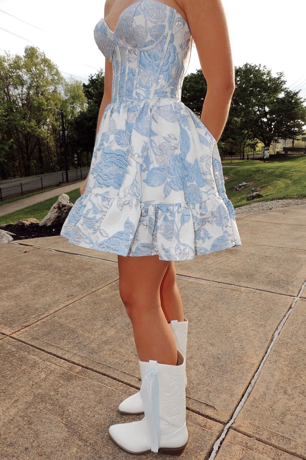 Sweetheart Purple Floral Print A-line Short Dress - Image 3
