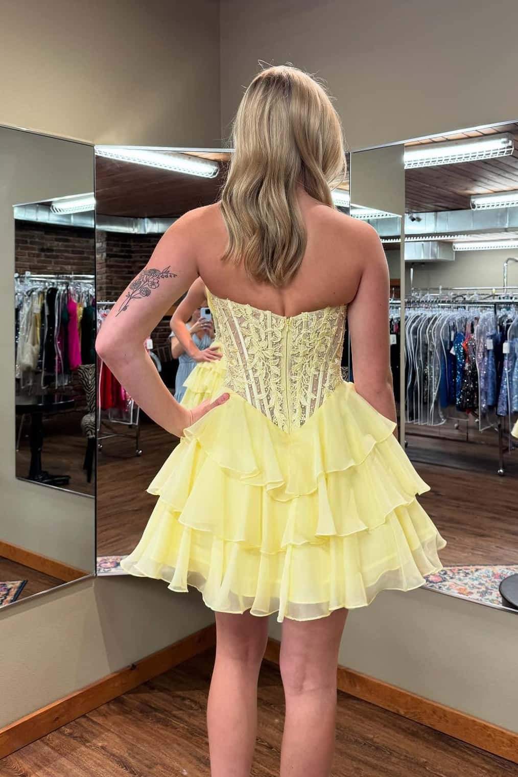 Sweetheart Mint Green Appliques Short Ruffle Dress - Image 7