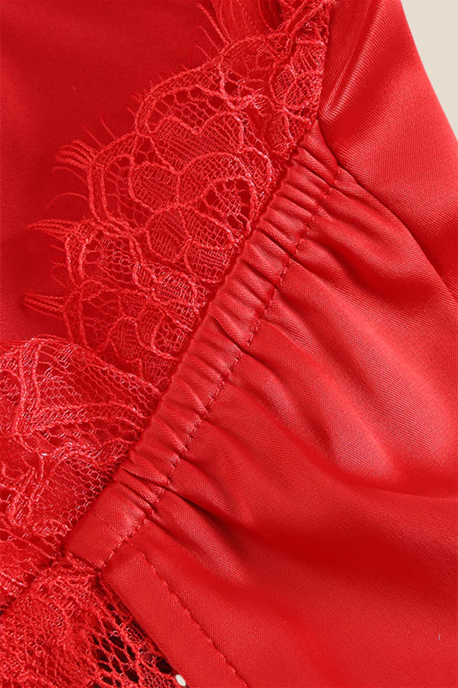 Sweetheart Red Irregular Sheer Long Dress with Slit - Image 9