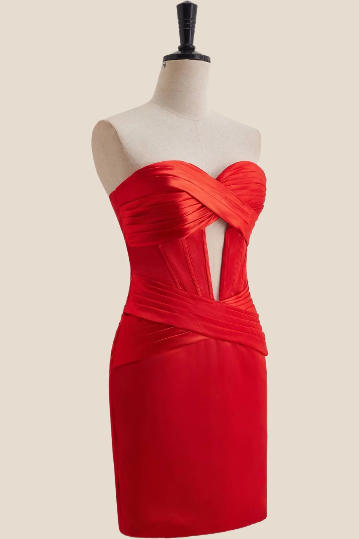 Sweetheart Red Twist Bodycon Short Dress - Image 13