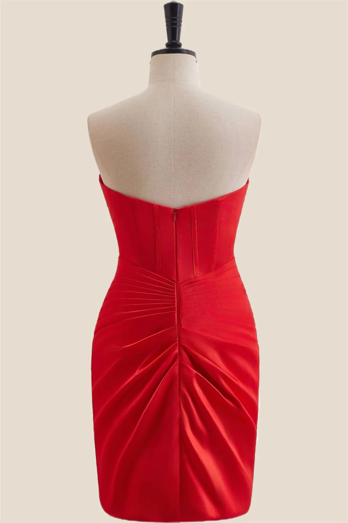 Sweetheart Red Twist Bodycon Short Dress - Image 3