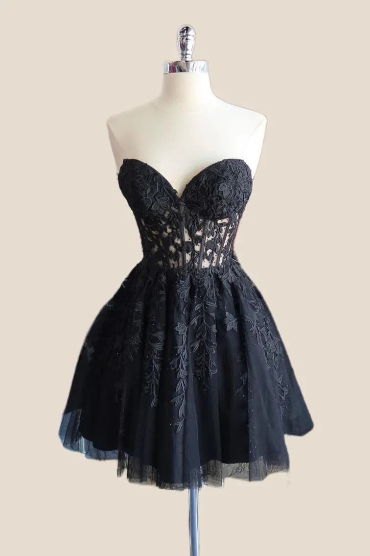 Sweetheart Royal Blue Lace Appliques Short Dress - Image 5