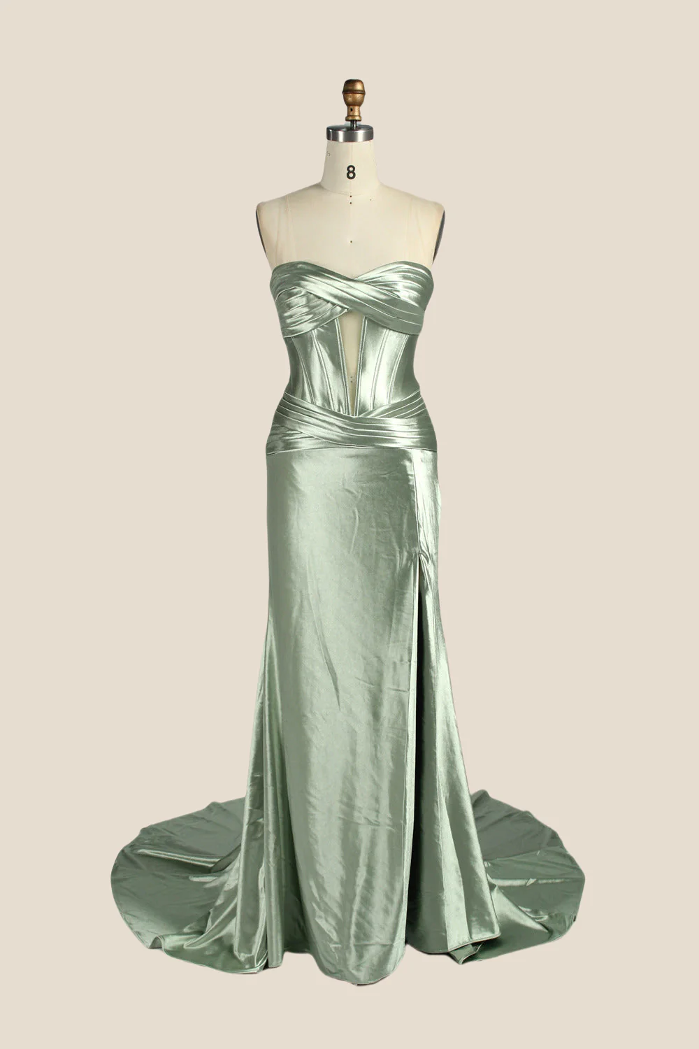 Sweetheart Sage Mermaid Long Dress with Keyhole - Image 3