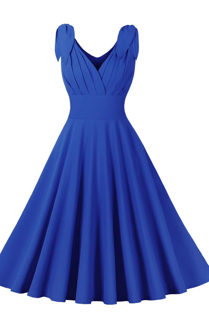 Tie Shoulder Navy Blue Swing Swing Dress - Image 7