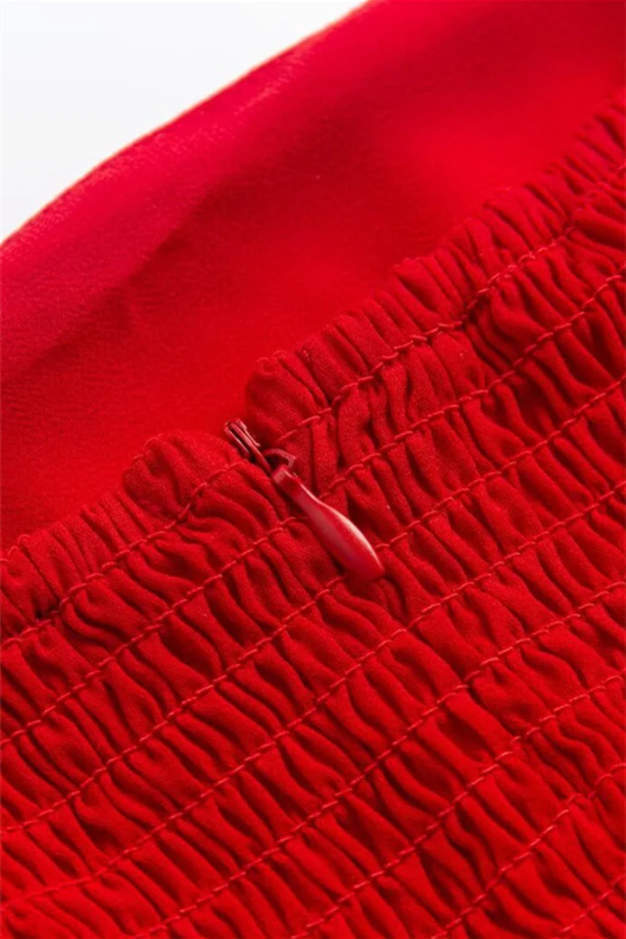 Tie Shoulder Red Chiffon Short Summer Dress - Image 4