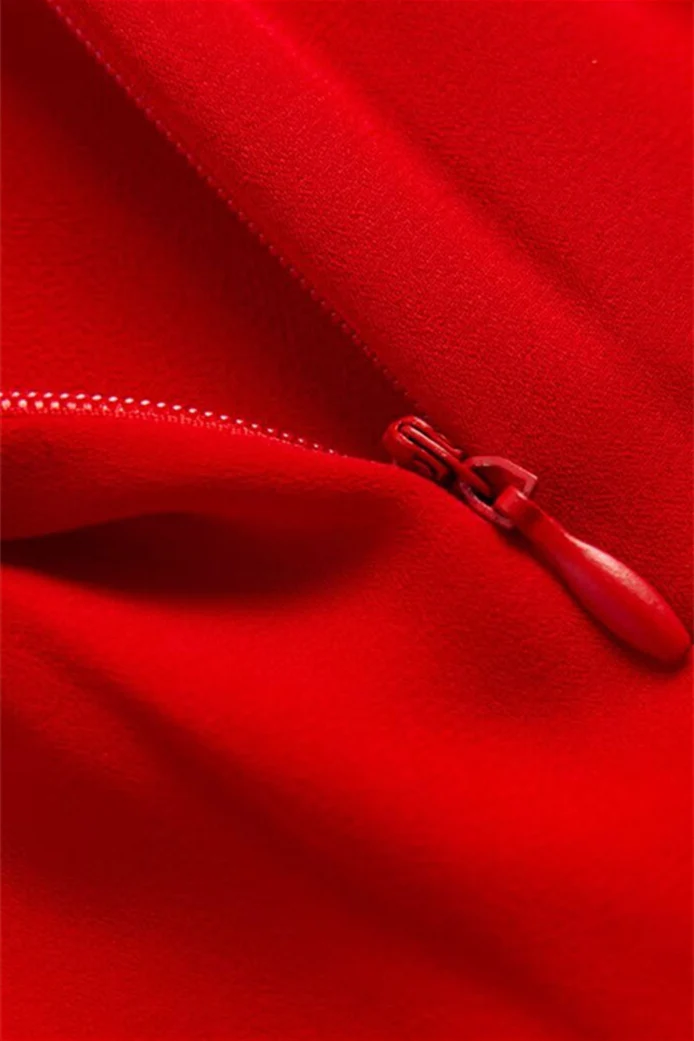 Tie Shoulder Red Chiffon Short Summer Dress - Image 5