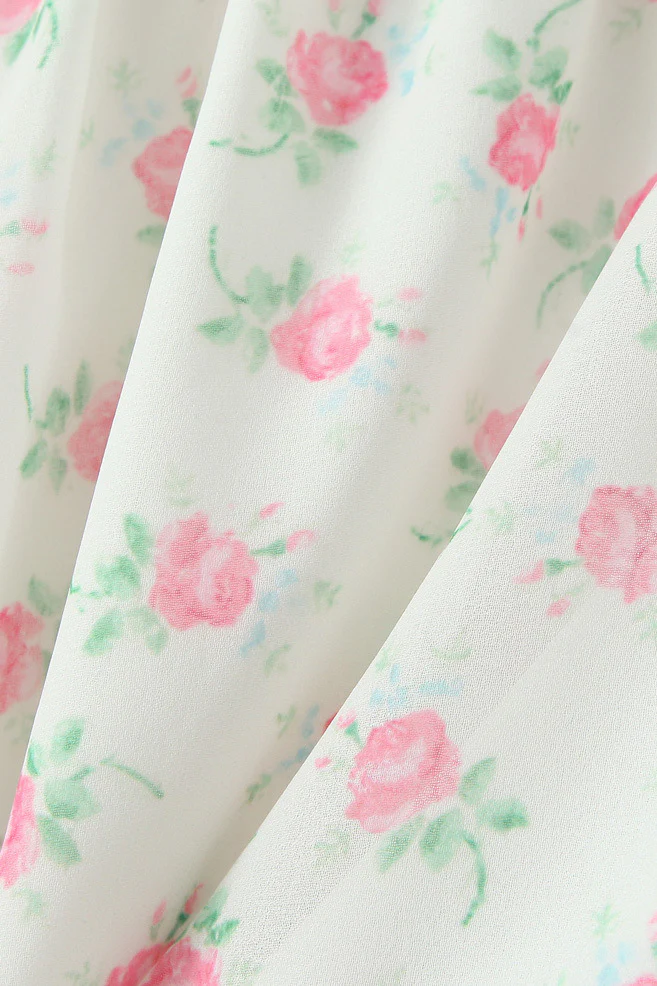 Tie Shoulder White Floral Print Short Dress - Image 13