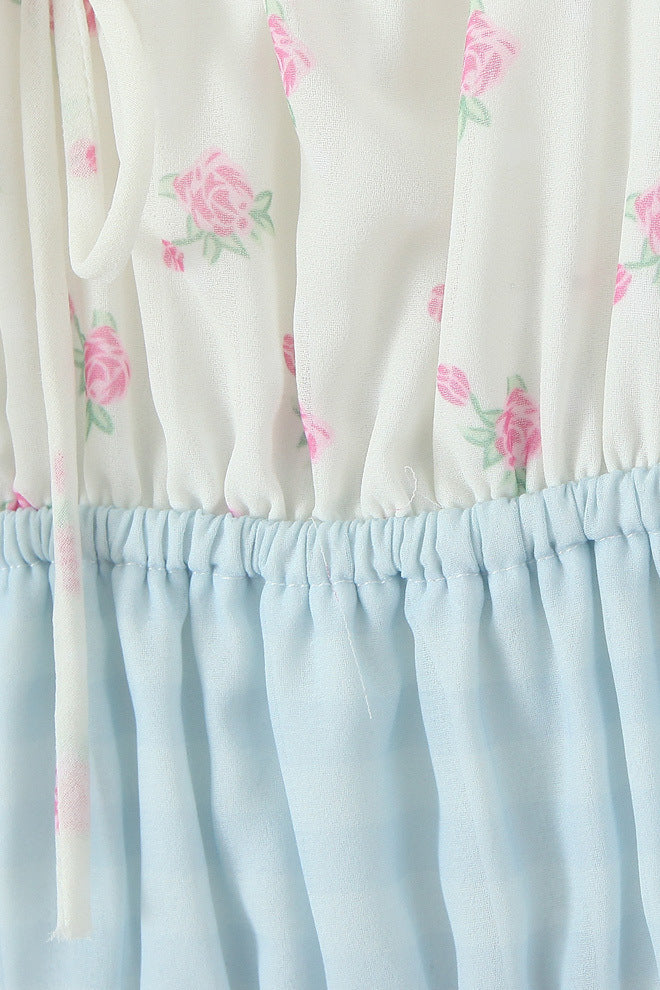 Tie Shoulder White Floral Print Short Dress - Image 8