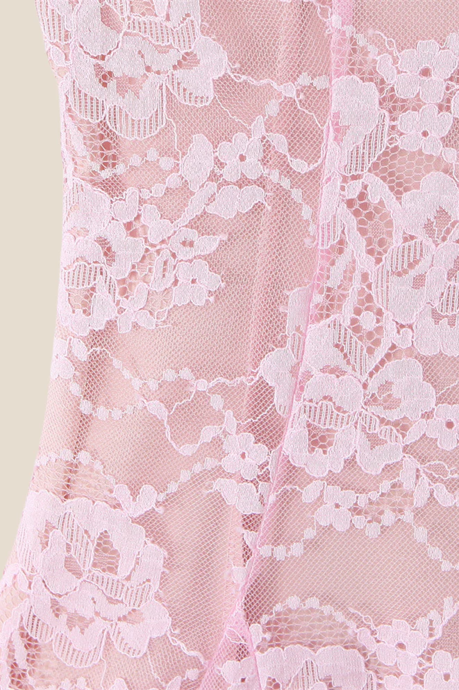 Tie Up Long Sleeve Pink Lace Matching Set - Image 14