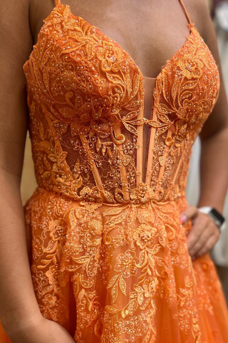 Turquoise Lace Appliques Straps A-line Long Formal Dress - Image 4