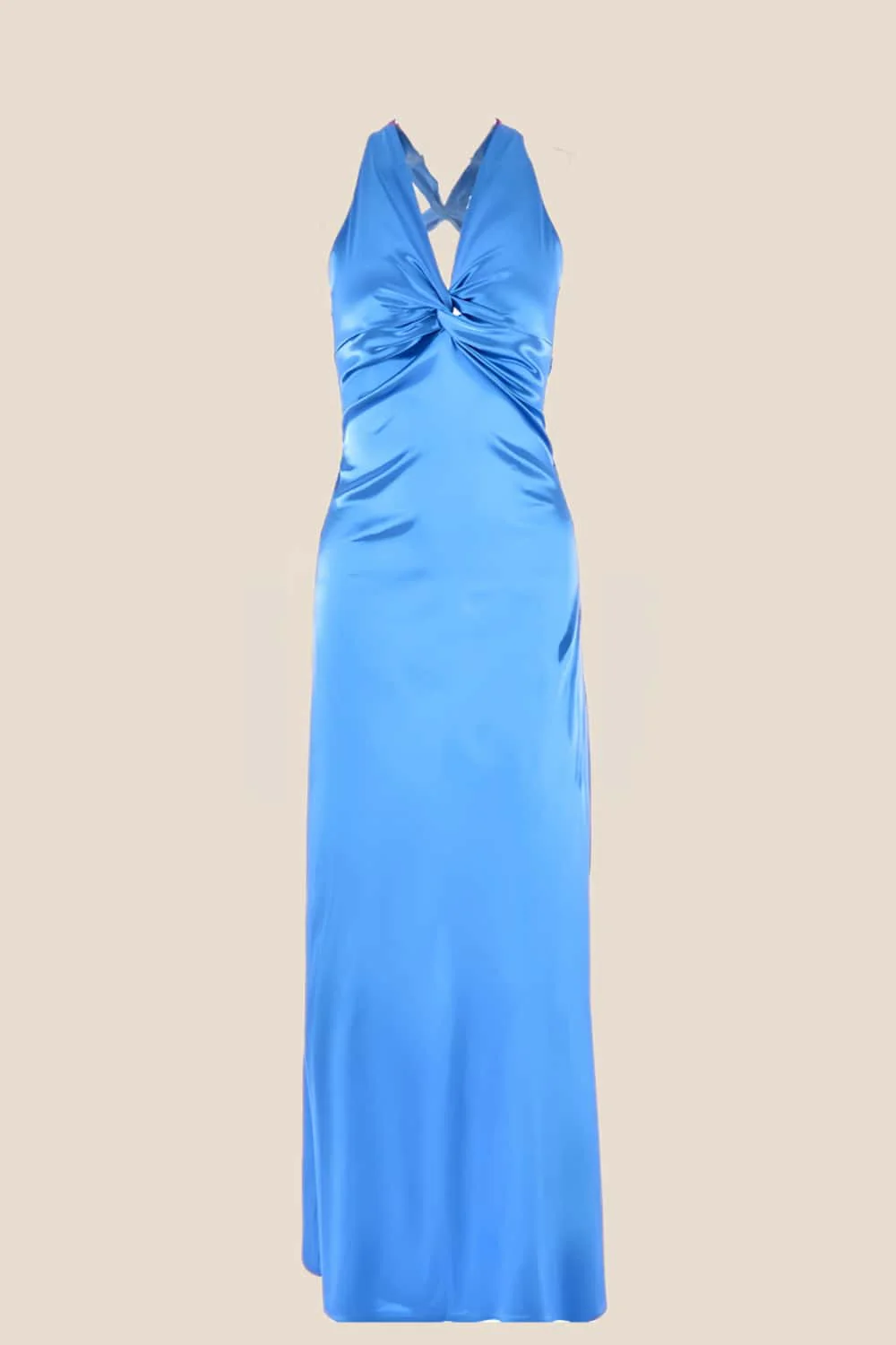 Twist V-neck Yellow Open Back Sheath Long Dress - Image 16