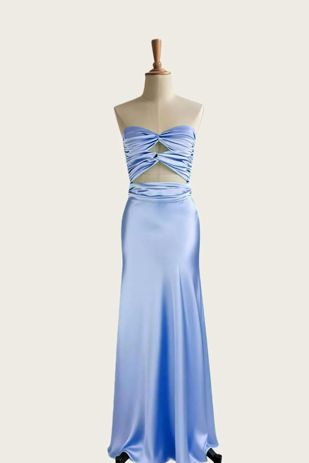 Twists Aqua Keyholes Satin Fitted Dress - Image 3