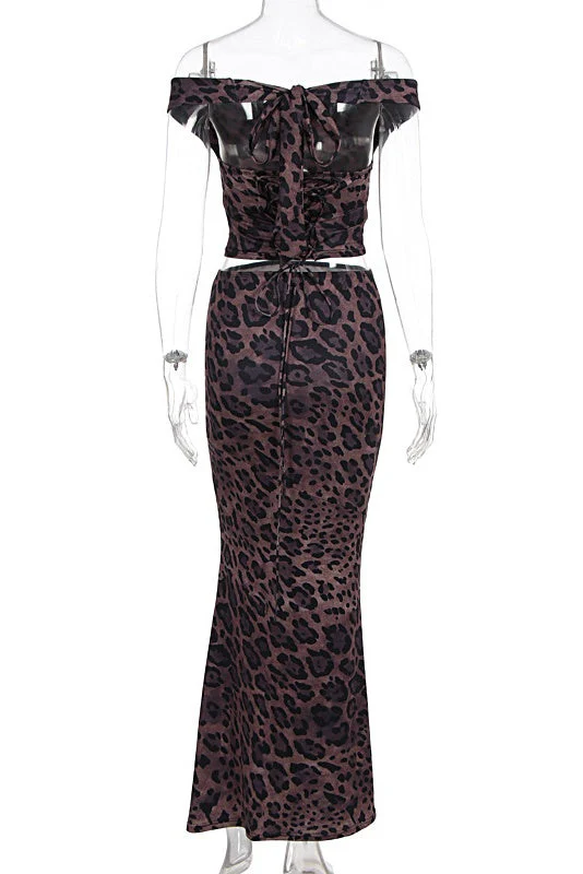 Two Piece Leopard Print Mermaid Dress - Image 3