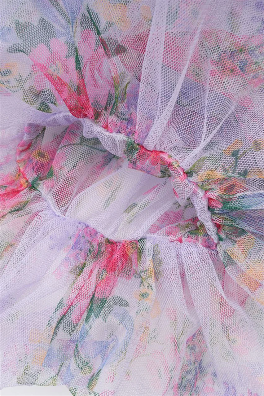 Two Pieces Lavender Floral Print Tiered Long Dress - Image 12