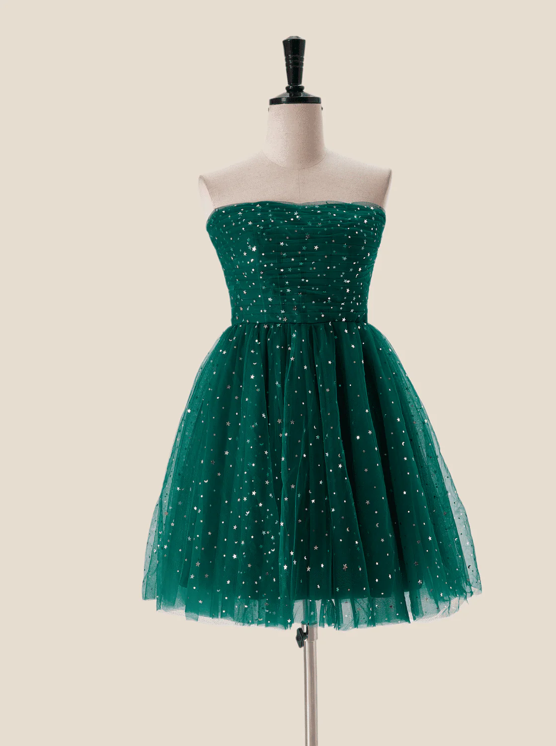 us 4 Starry Dark Green Convertible Short Party Dress - Image 7