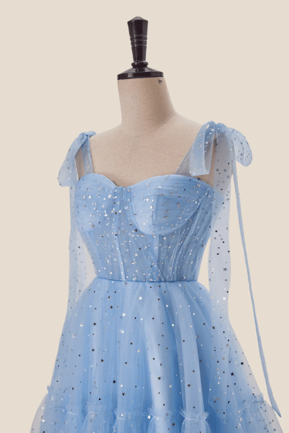 US 4 Starry Light Blue Tulle A-line Princess Dress - Image 5