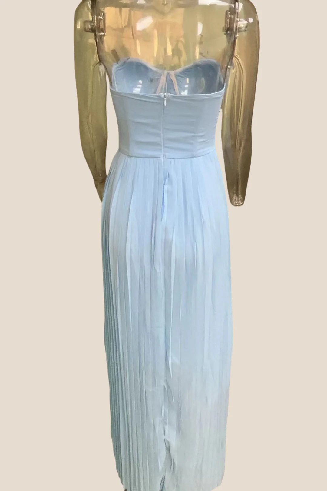 Bustier Blue Pleated A-line Long Dress - Image 2