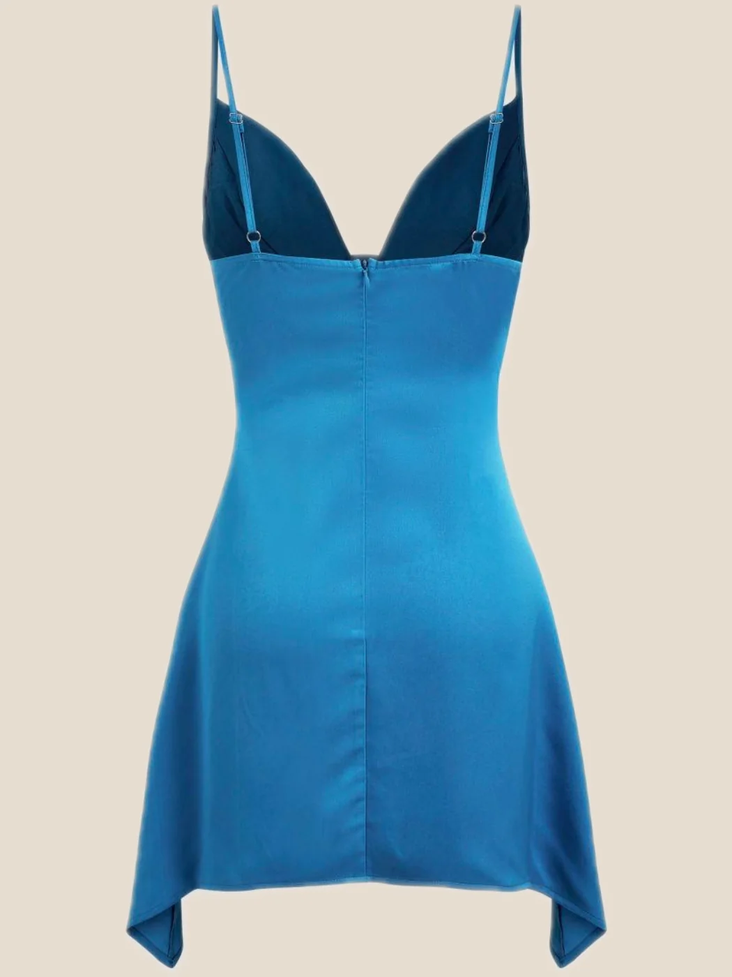 V Neck Blue Satin Short Homecoming Dress - Image 2